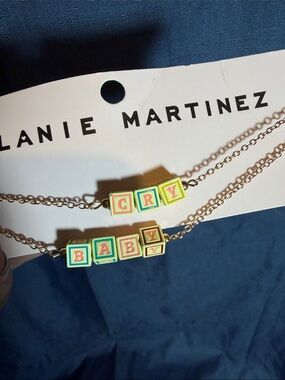 NWT Melanie Martinez Layered 'Cry Baby' Necklace with Pink & Green Enamel